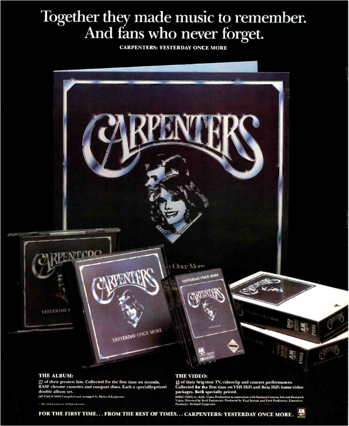 Billboard Carpenters Yesterday Once More Promo Ad April 27 1985